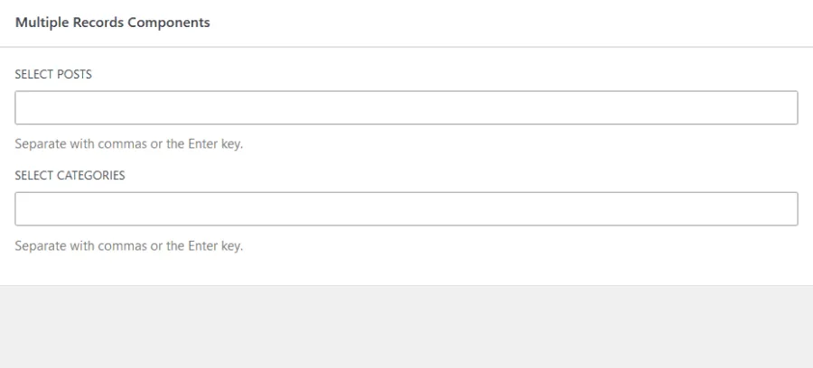 A screencast of using the EntityRecordsSelect component to select multiple posts or terms.